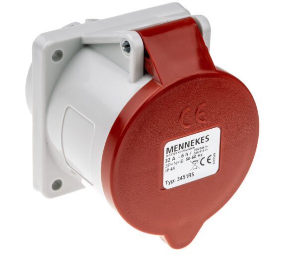 Priz, Priz, 3P+N+E, 415 V, 32A, Panoya / Panele Monte, Kırmızı, IP44