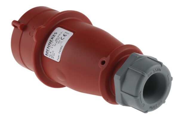 Fiş, 6P+E, 415 V, 16A, Kablo Ucuna Monte, Kırmızı, IP44, AM-TOP Serisi