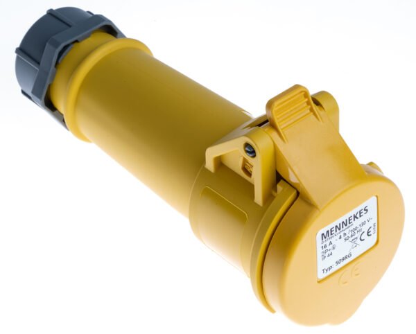 Priz, Priz, 2P+E, 110 V, 16A, Kablo Ucuna Monte, Sarı, IP44, AM-TOP Serisi