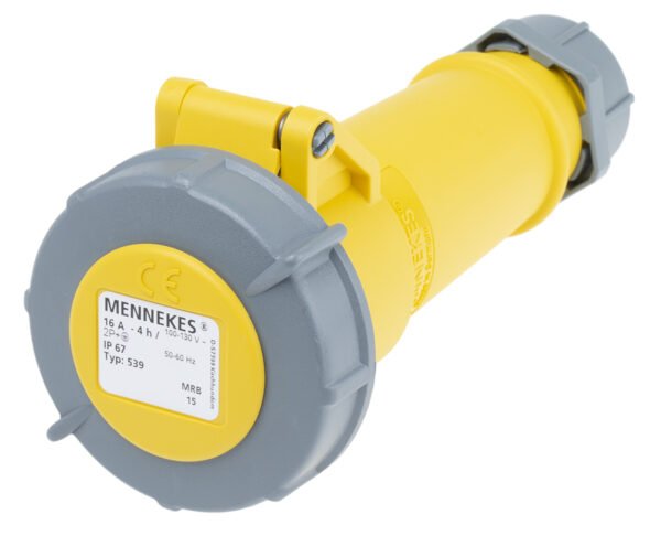 Priz, Priz, 2P+E, 110 V, 16A, Kablo Ucuna Monte, Sarı, IP67, AM-TOP Serisi