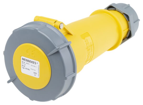 Priz, Priz, 2P+E, 110 V, 32A, Kablo Ucuna Monte, Sarı, IP67, AM-TOP Serisi